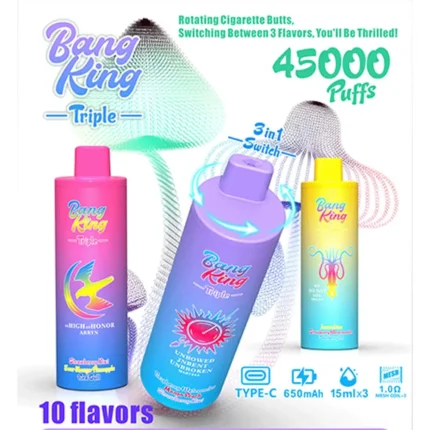 BANG KING 三重奏 45000 口 3 合 1 口味 - 三重冲击一次性电子烟 | VapoMistrz