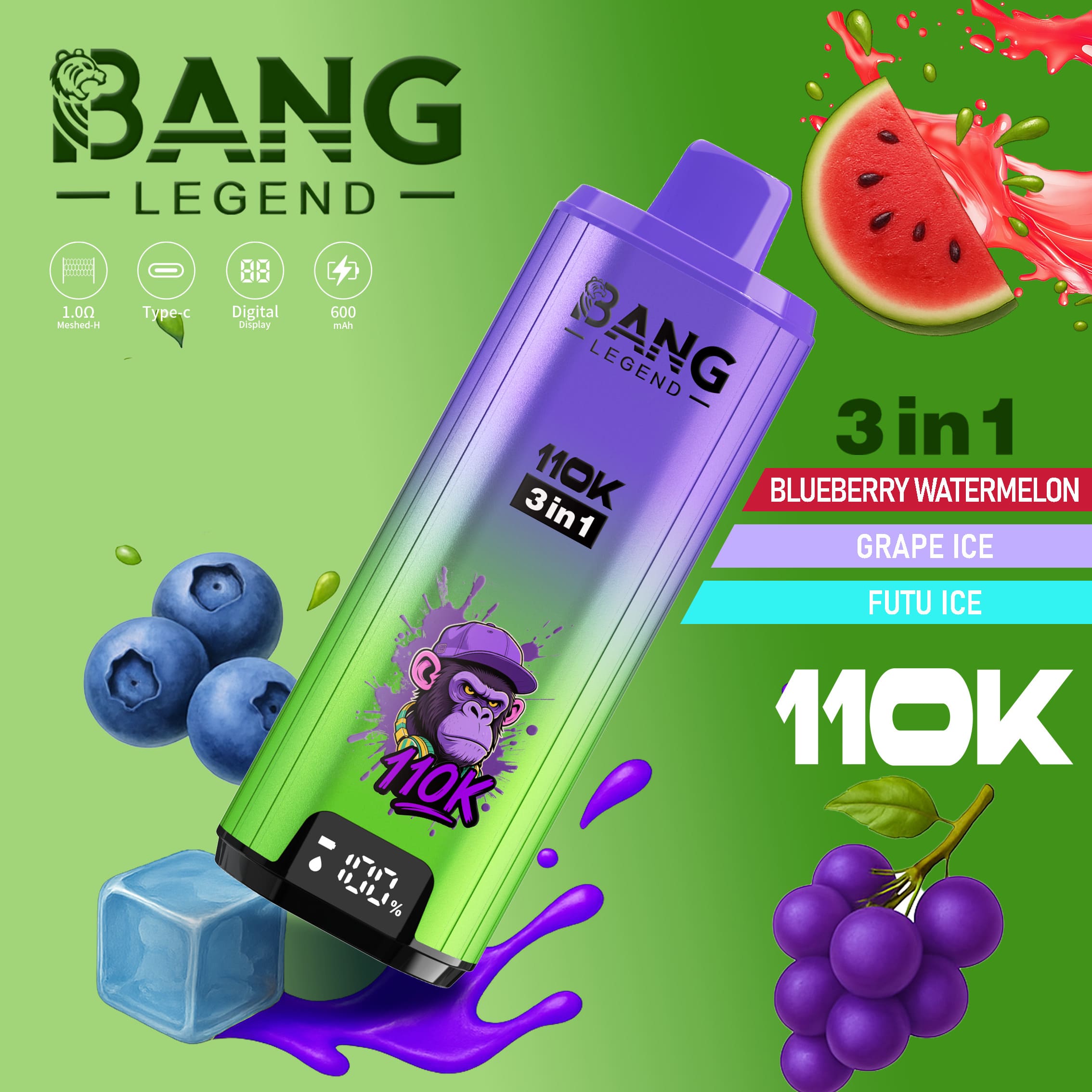 Bang Legend 110000 口 3 合 1 口味 – 一次性电子烟，性能卓越，口味多样！ - obrazek 4