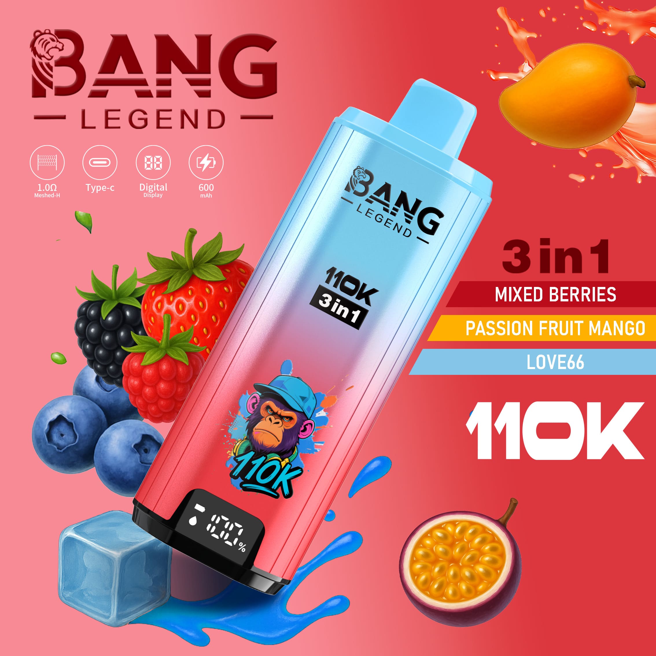 Bang Legend 110000 口 3 合 1 口味 – 一次性电子烟，性能卓越，口味多样！ - obrazek 6