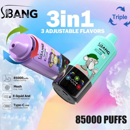 Bang Leader 85,000 口 3 合 1 – 一次性电子烟,支持 Type-C 充电,拥有独特口味