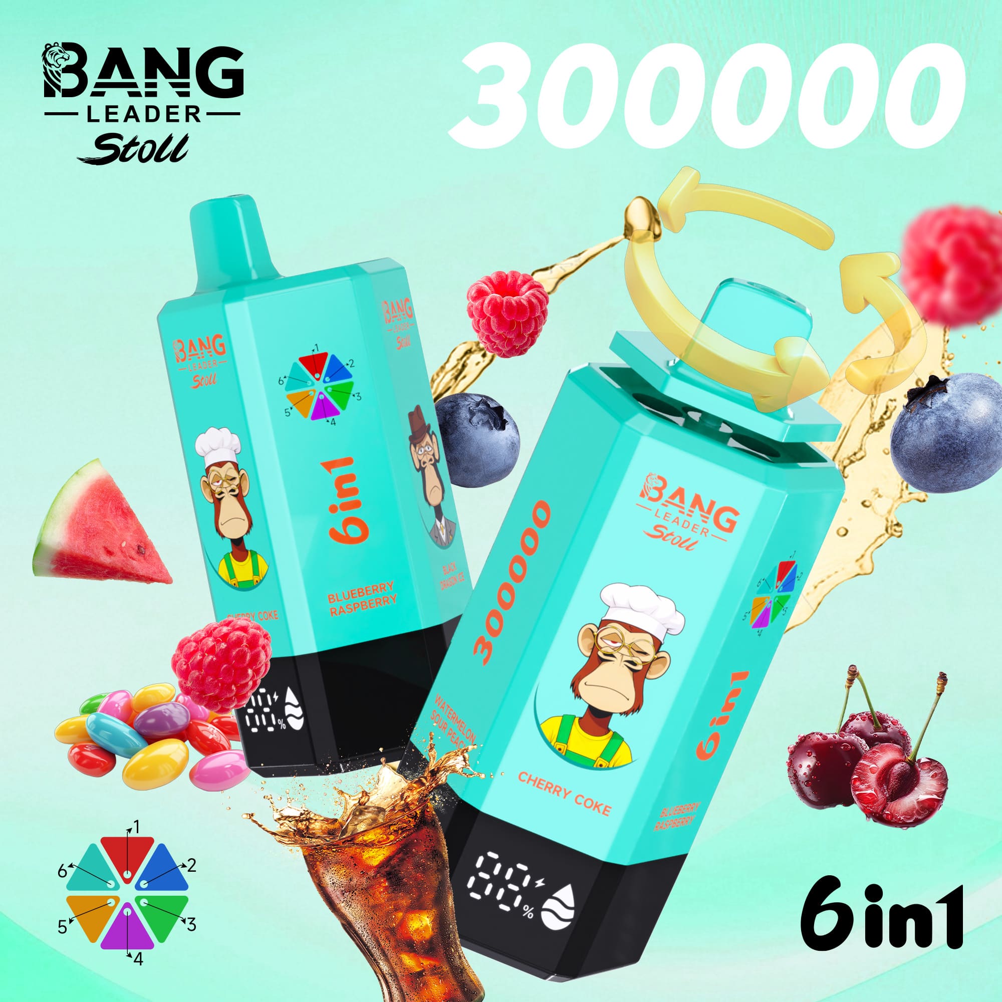 Bang Leader 30万口一次性电子烟 6合1 - obrazek 3