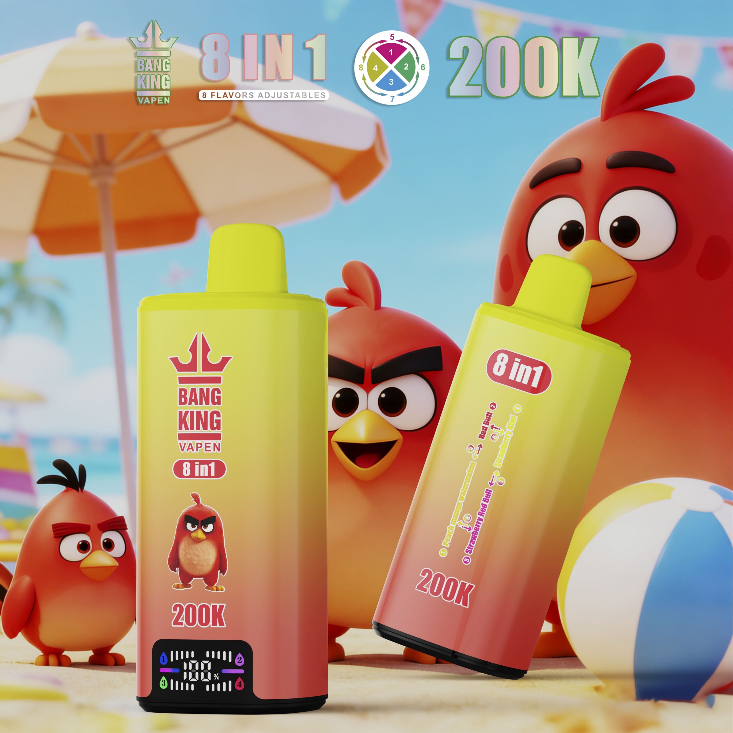 Bang King 20万口电子烟 – 8种口味合一，双网状线圈，LED显示屏 - obrazek 3