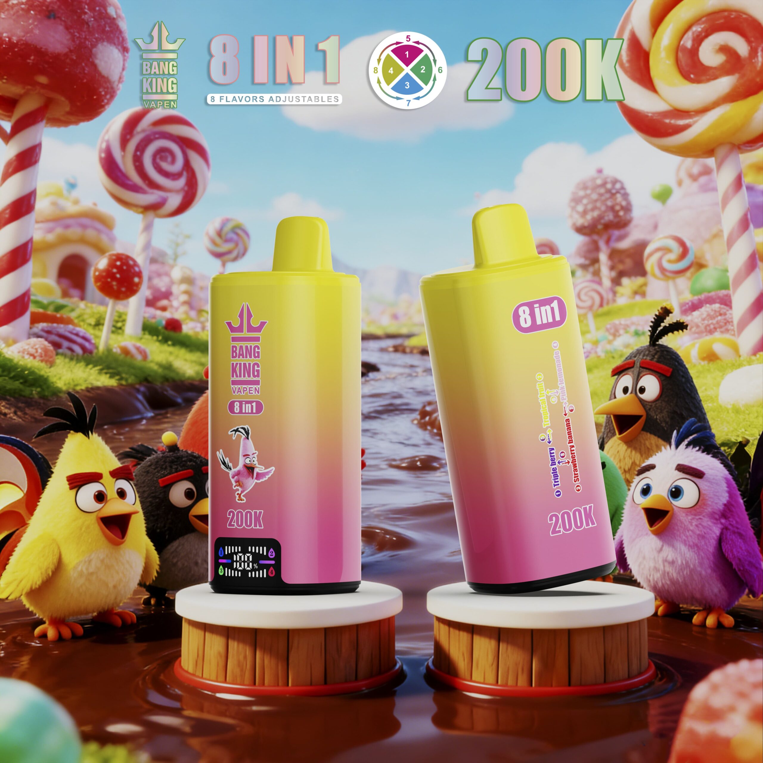 Bang King 20万口电子烟 – 8种口味合一，双网状线圈，LED显示屏 - obrazek 8
